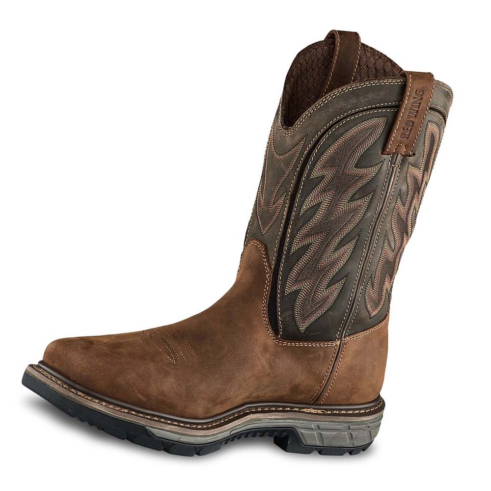 Red Wing Rio Flex 11-inch Waterproof, Safety Toe Pull On Men's Boots Brown | ZA 239ILH